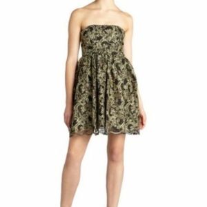 Alice + Olivia Caryn Strapless Black & Gold Dress